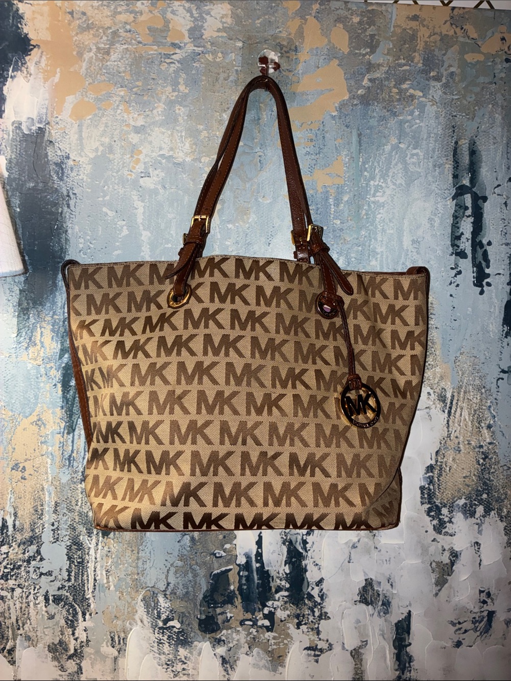 Genuine Michael Kors Tan/Brown MK Signature Tote